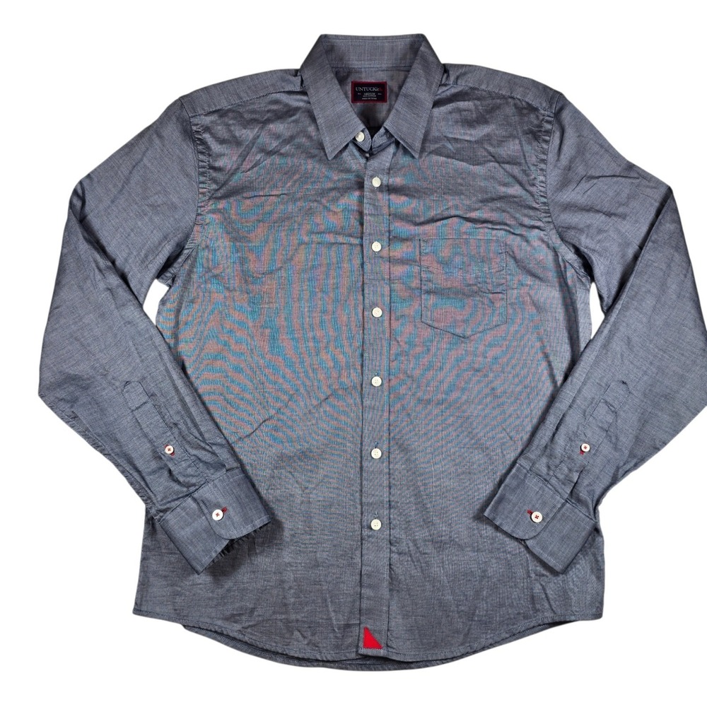 UNTUCKit Gray Shine 100% Cotton Long Sleeve Button Down Shirt Men's Size M